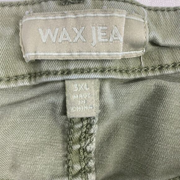 Wax Jean Shorts Womens‎ 3XL Distress Destroyed Roll Up Jorts Military Green - Picture 3 of 10